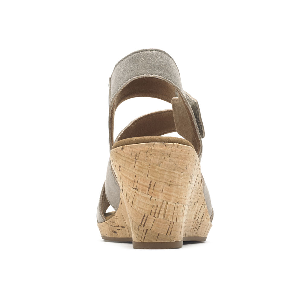 Rockport Sandaler Dam Grå - Briah Strappy Wedge Comfort - QAICX5920